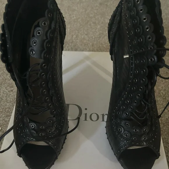 Dior Black Studded Heeled Boots - Picture 4 of 11
